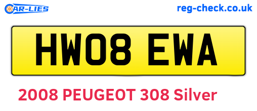 HW08EWA are the vehicle registration plates.