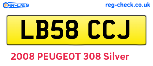 LB58CCJ are the vehicle registration plates.