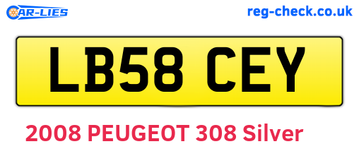 LB58CEY are the vehicle registration plates.