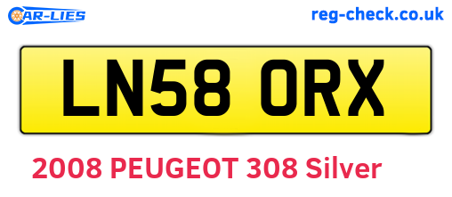 LN58ORX are the vehicle registration plates.