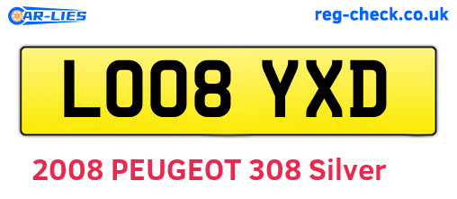 LO08YXD are the vehicle registration plates.