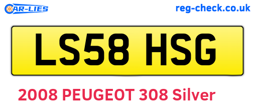 LS58HSG are the vehicle registration plates.