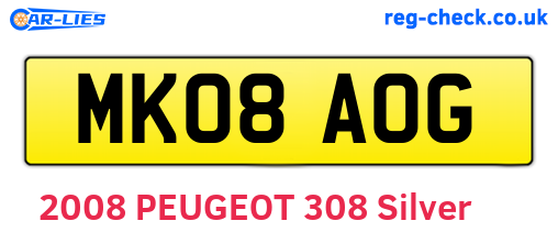 MK08AOG are the vehicle registration plates.