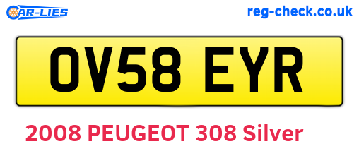 OV58EYR are the vehicle registration plates.