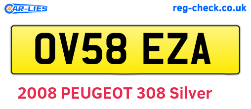 OV58EZA are the vehicle registration plates.