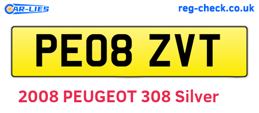 PE08ZVT are the vehicle registration plates.