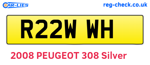 R22WWH are the vehicle registration plates.