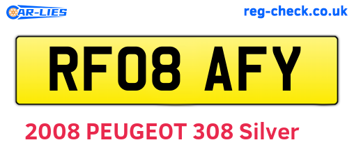RF08AFY are the vehicle registration plates.