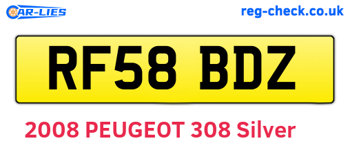 RF58BDZ are the vehicle registration plates.