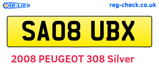 SA08UBX are the vehicle registration plates.