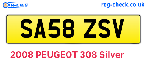 SA58ZSV are the vehicle registration plates.
