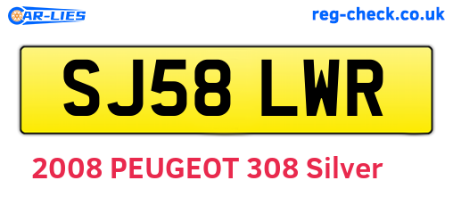 SJ58LWR are the vehicle registration plates.
