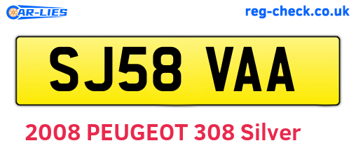 SJ58VAA are the vehicle registration plates.