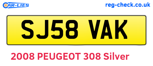 SJ58VAK are the vehicle registration plates.