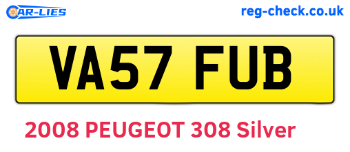 VA57FUB are the vehicle registration plates.
