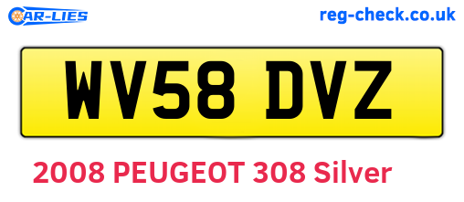 WV58DVZ are the vehicle registration plates.