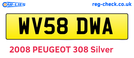 WV58DWA are the vehicle registration plates.