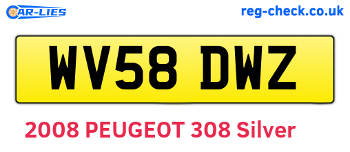 WV58DWZ are the vehicle registration plates.