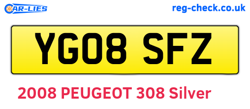 YG08SFZ are the vehicle registration plates.