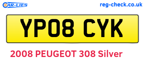 YP08CYK are the vehicle registration plates.