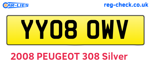 YY08OWV are the vehicle registration plates.