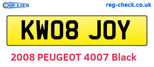 KW08JOY are the vehicle registration plates.