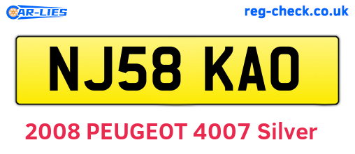 NJ58KAO are the vehicle registration plates.