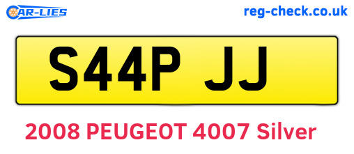 S44PJJ are the vehicle registration plates.