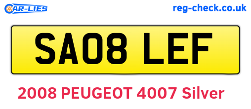 SA08LEF are the vehicle registration plates.