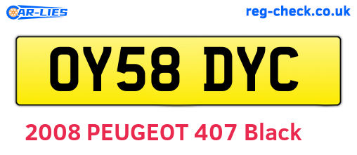 OY58DYC are the vehicle registration plates.