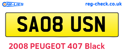 SA08USN are the vehicle registration plates.