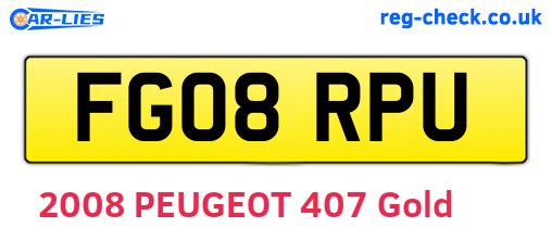 FG08RPU are the vehicle registration plates.