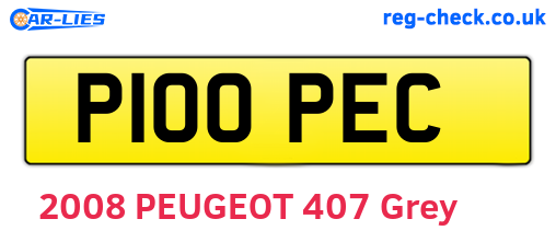 P100PEC are the vehicle registration plates.