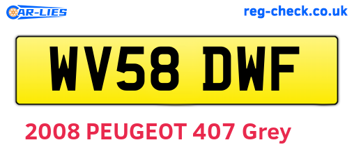 WV58DWF are the vehicle registration plates.