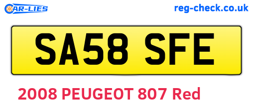SA58SFE are the vehicle registration plates.