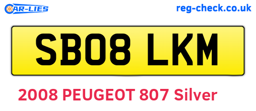 SB08LKM are the vehicle registration plates.