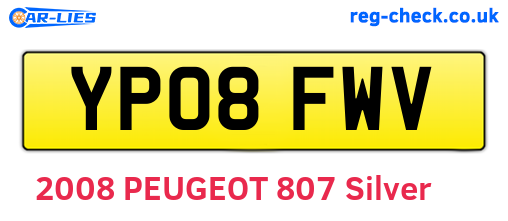 YP08FWV are the vehicle registration plates.