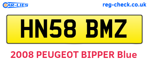 HN58BMZ are the vehicle registration plates.