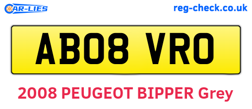 AB08VRO are the vehicle registration plates.