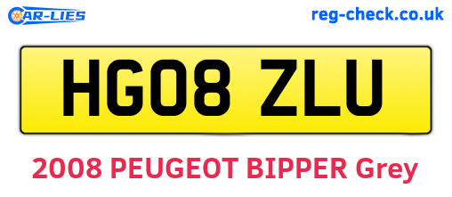 HG08ZLU are the vehicle registration plates.