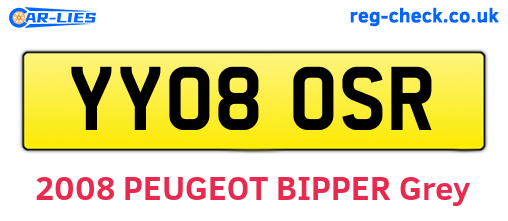 YY08OSR are the vehicle registration plates.