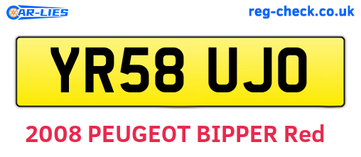 YR58UJO are the vehicle registration plates.