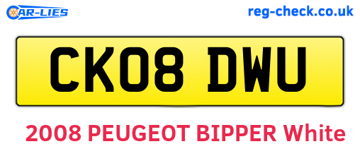 CK08DWU are the vehicle registration plates.