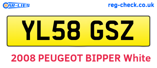 YL58GSZ are the vehicle registration plates.