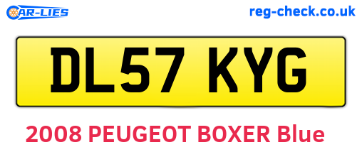 DL57KYG are the vehicle registration plates.
