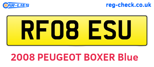 RF08ESU are the vehicle registration plates.