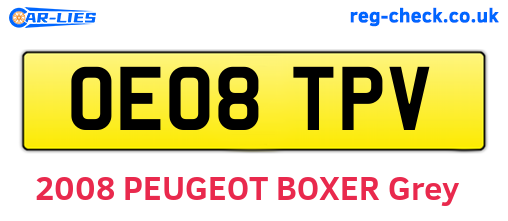 OE08TPV are the vehicle registration plates.