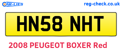 HN58NHT are the vehicle registration plates.