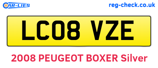 LC08VZE are the vehicle registration plates.