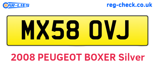 MX58OVJ are the vehicle registration plates.